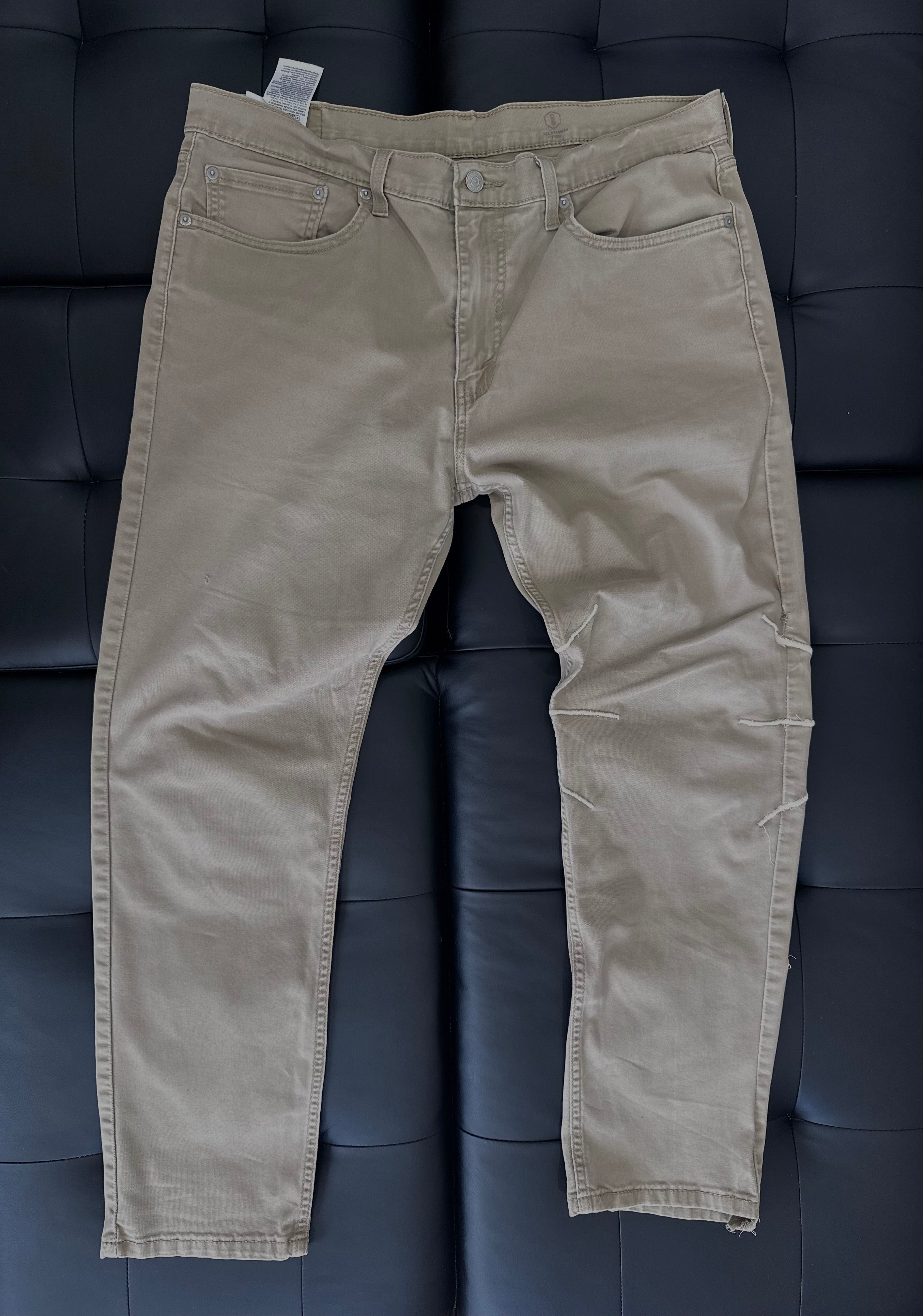 Khaki Levi jeans with w khaki web embroidered